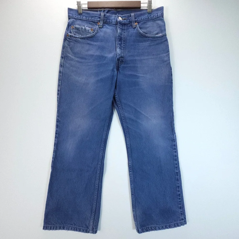 Levi's 517 Mens 33x29 Blue Y2K Bootcut‎ Jeans Faded Distressed Streetwear Denim