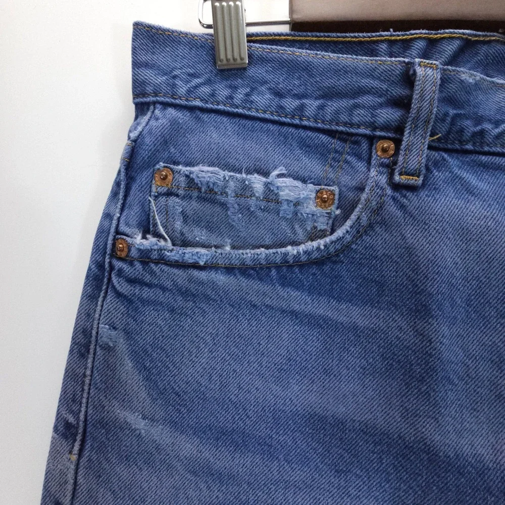 Levi's 517 Mens 33x29 Blue Y2K Bootcut‎ Jeans Faded Distressed Streetwear Denim