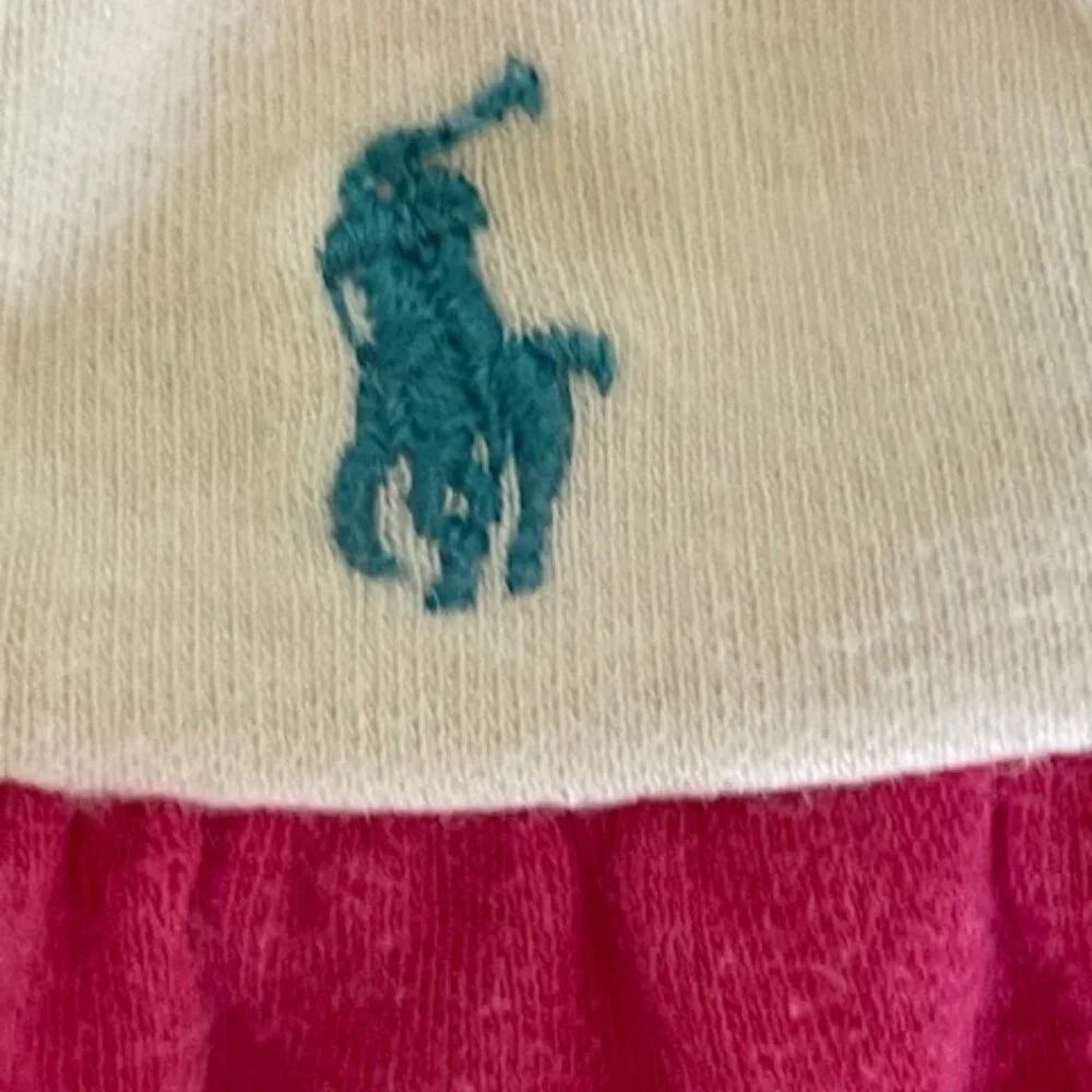 RALPH LAUREN Coverall Romper Long Sleeve Pink White Stripe 9 Mos