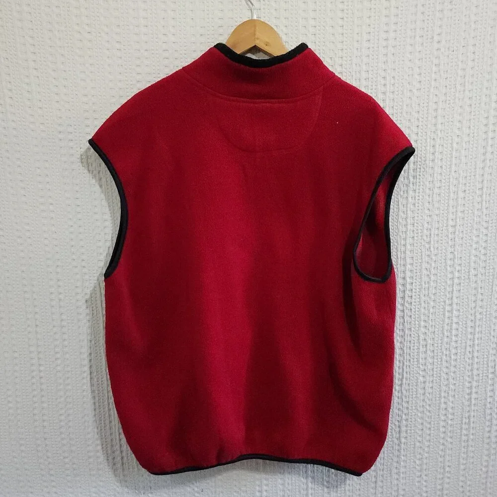Vintage 90s Champion Red Fleece Vest Full Zip Pockets Mens Size XL Gorpcore