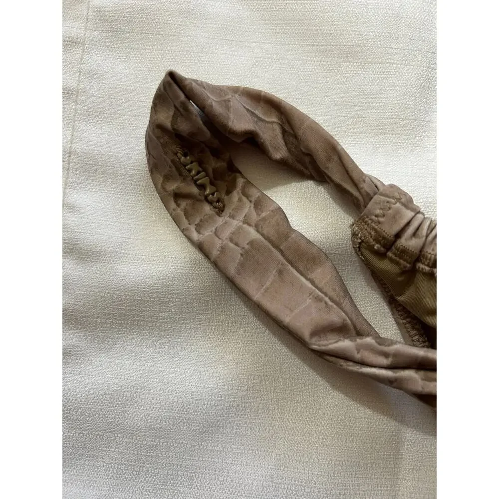 Skims NWT Signature Swim Ruched Thong Bikini Bottom Dune Crocodile Print Size XL