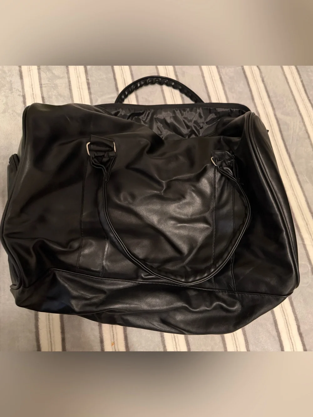 Black Printed Duffel Bag
