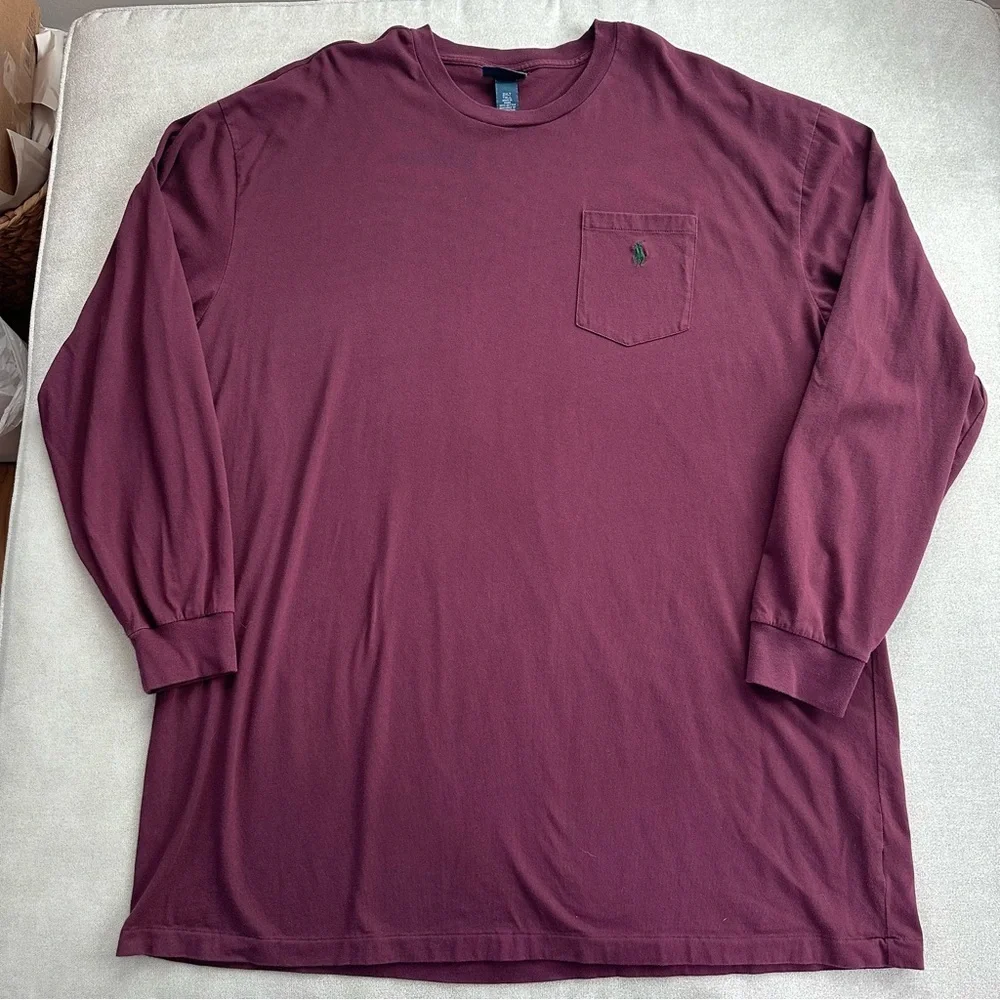 Vintage Polo Ralph Lauren Maroon Long Sleeve Shirt. 2XL Tall.