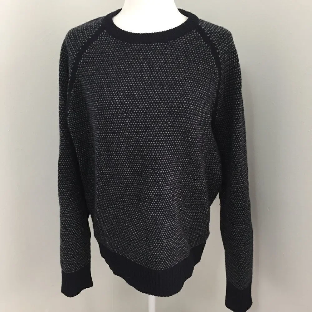 J. Crew Navy Hearts Crewneck Knit Sweater