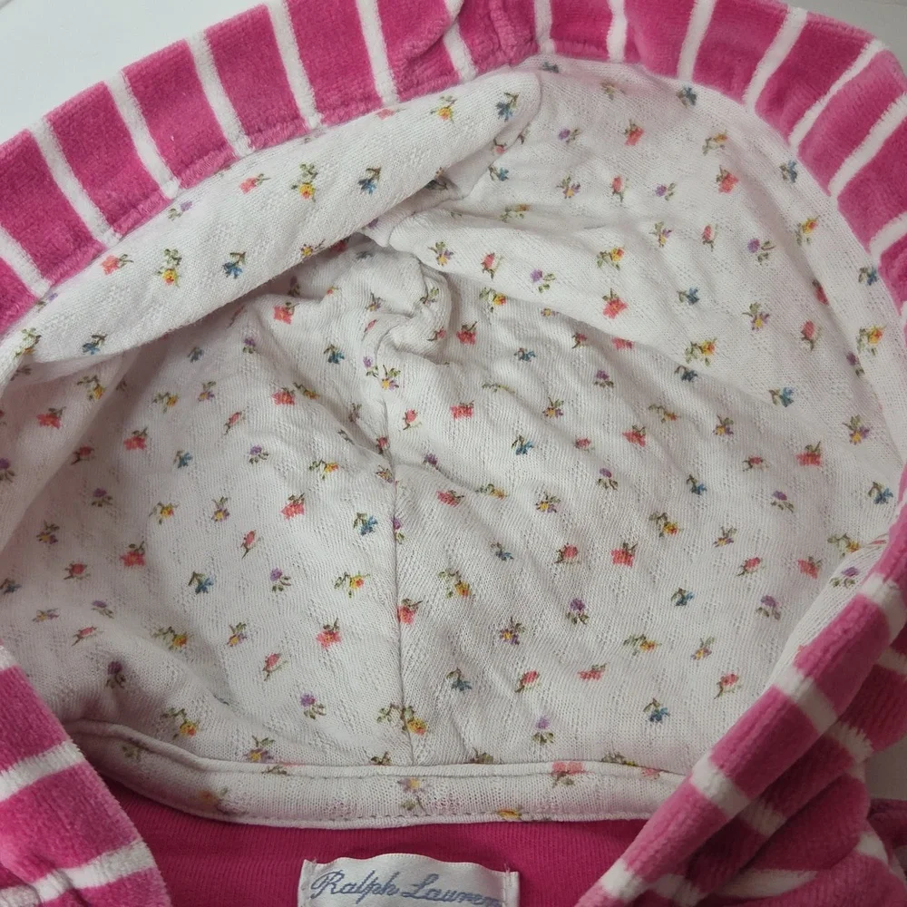 Ralph Lauren Pink Velour Hooded Bright Rose Jacket And Pants Size 12 Months
