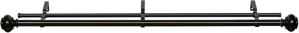 Achim Buono II Brenner Double Curtain Rod 72 to 144 in Black