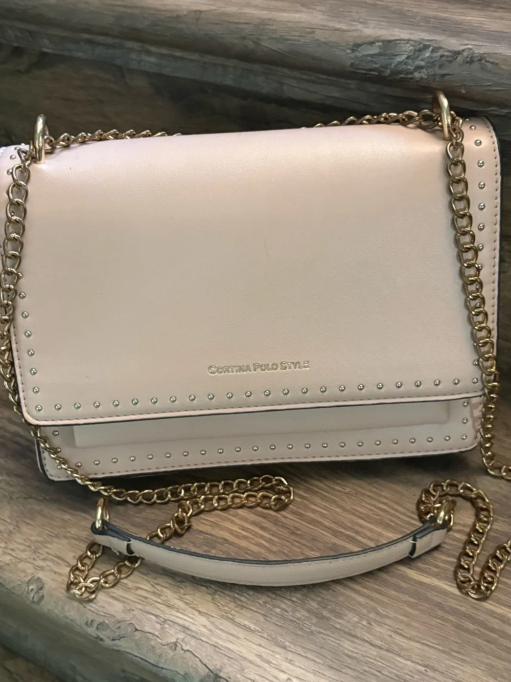 Pale Pink Chain Crossbody Bag