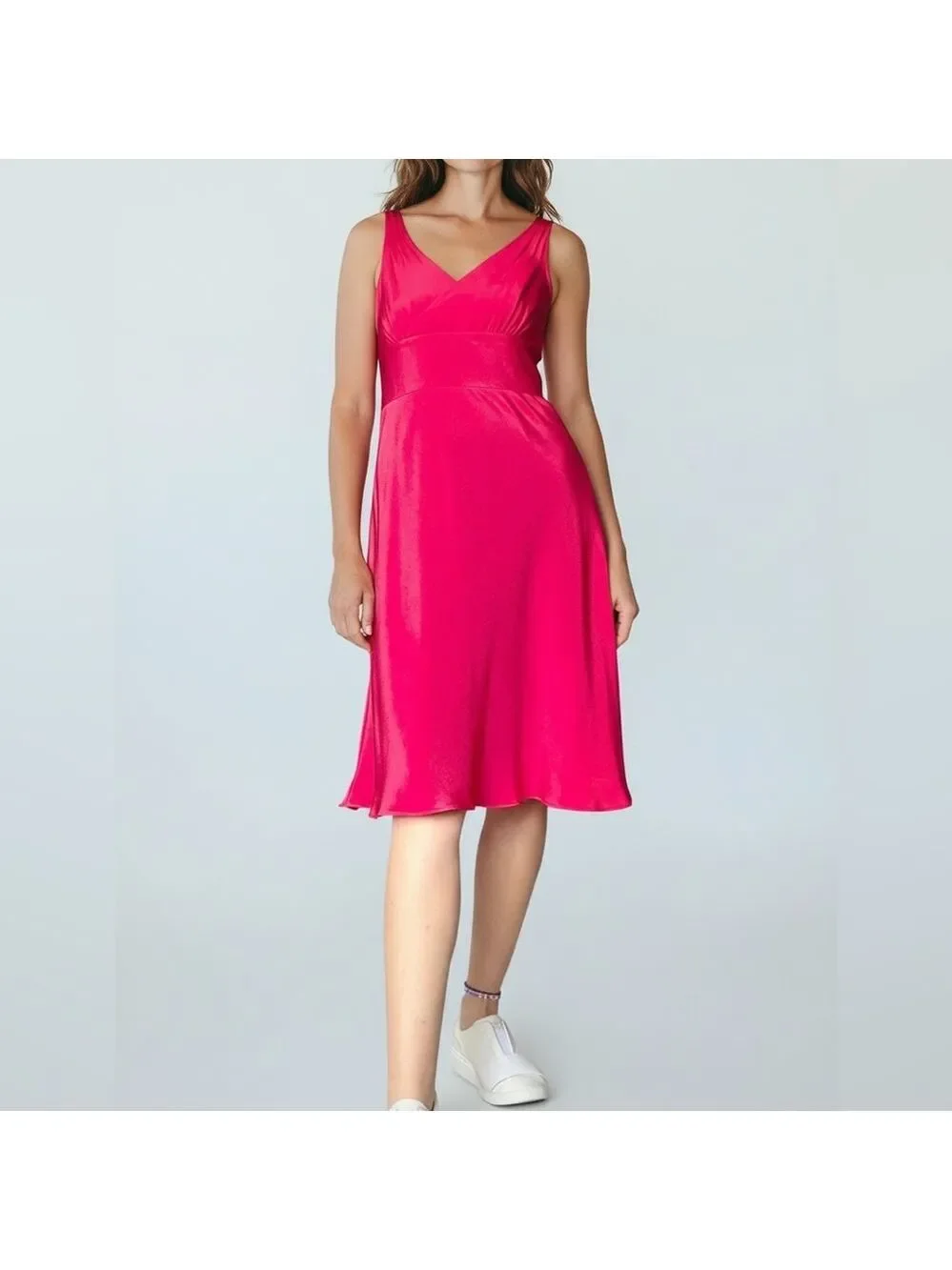 J. Crew Bright Pink Satin Silk Dress Y2K Size 4
