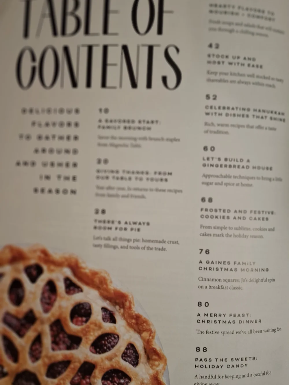 Various holiday recipes