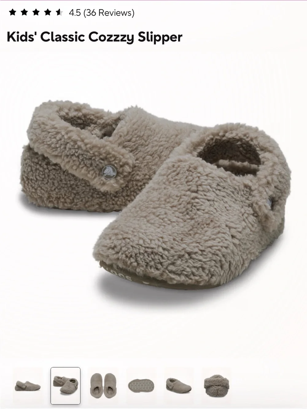 CROCS Kids Cozy Fuzz Slippers in Mushroom