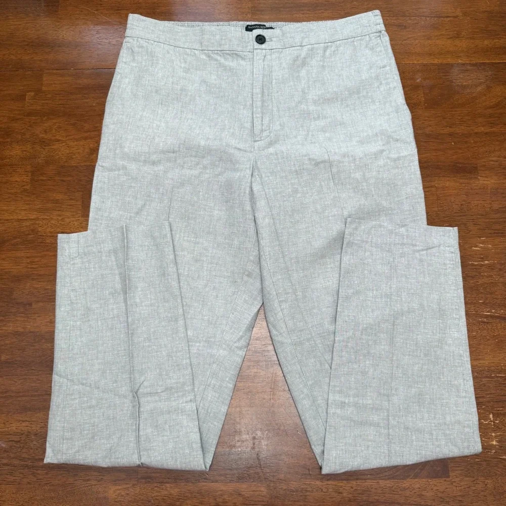 Banana Republic Slim Fit Pants Mens 34L Beige Grey Linen Blend Bundle 2 Pack