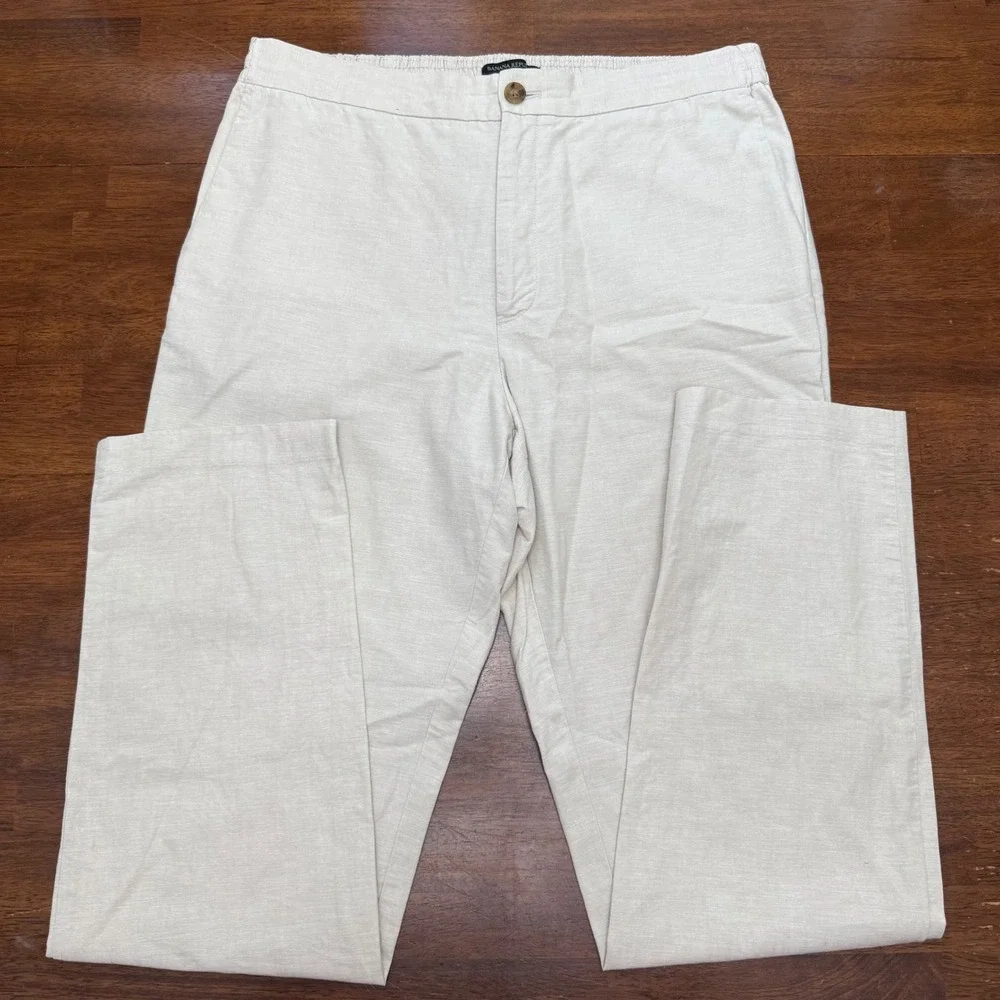 Banana Republic Slim Fit Pants Mens 34L Beige Grey Linen Blend Bundle 2 Pack