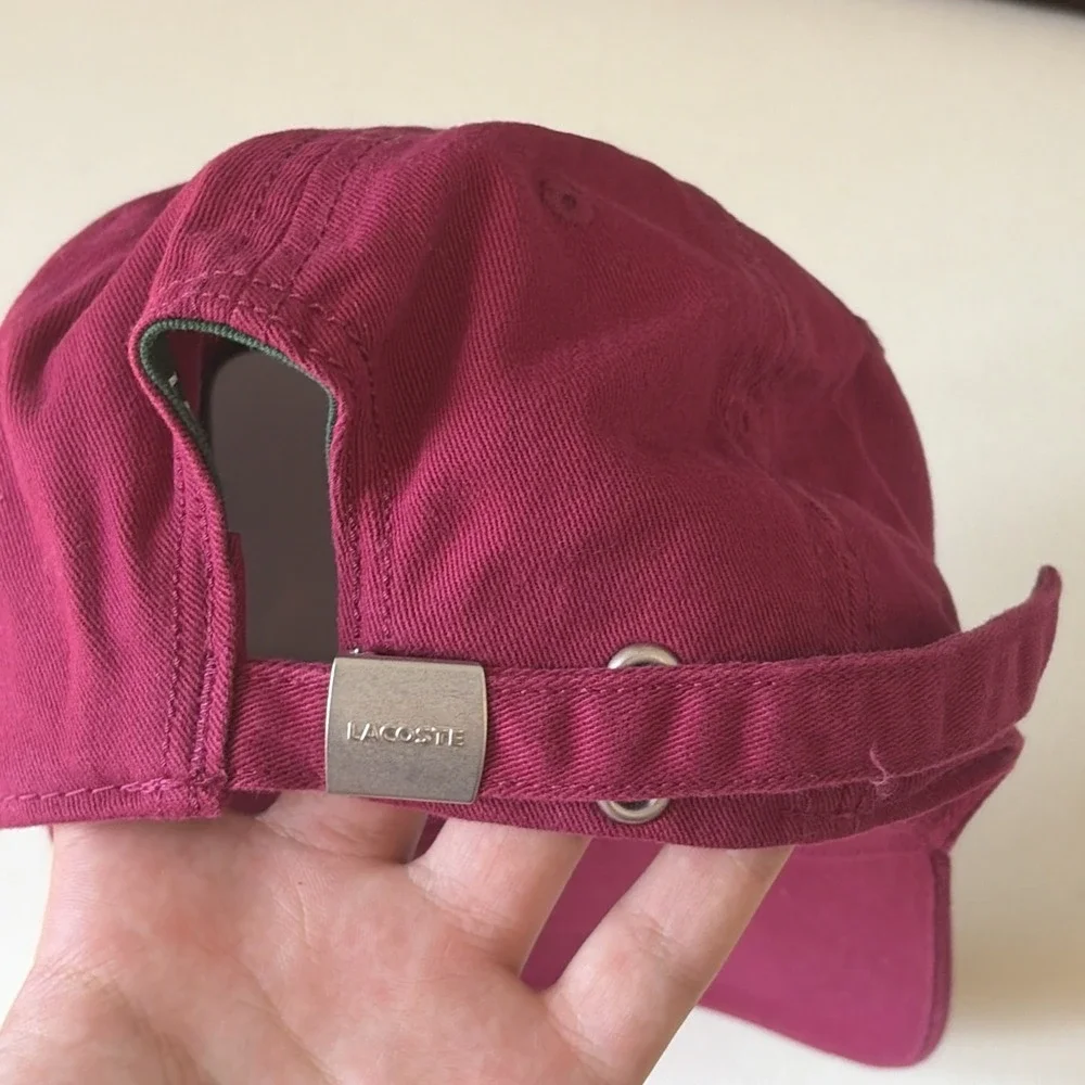 Lacoste Maroon Red Hat Adjustable Cap Big Logo Crocodile One Size