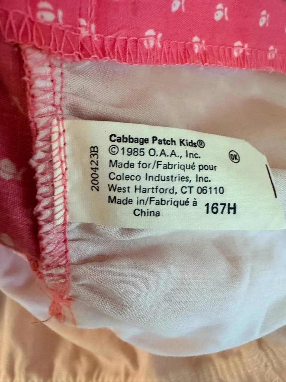 1985 Vintage Cabbage Patch Kid Doll Country Dress Cream Floral & Pink Rare EUC
