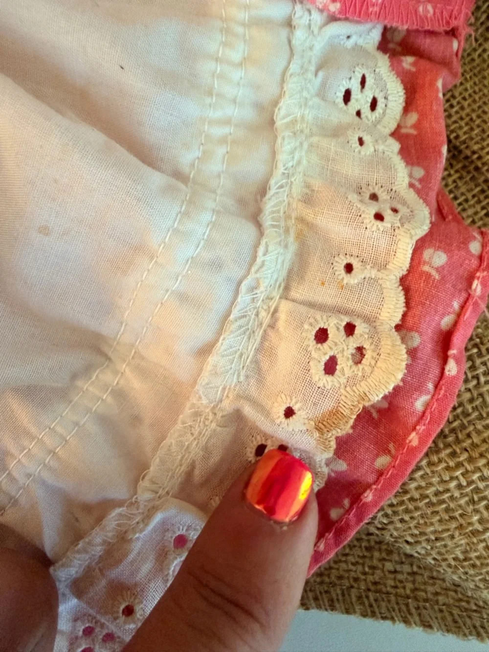 1985 Vintage Cabbage Patch Kid Doll Country Dress Cream Floral & Pink Rare EUC