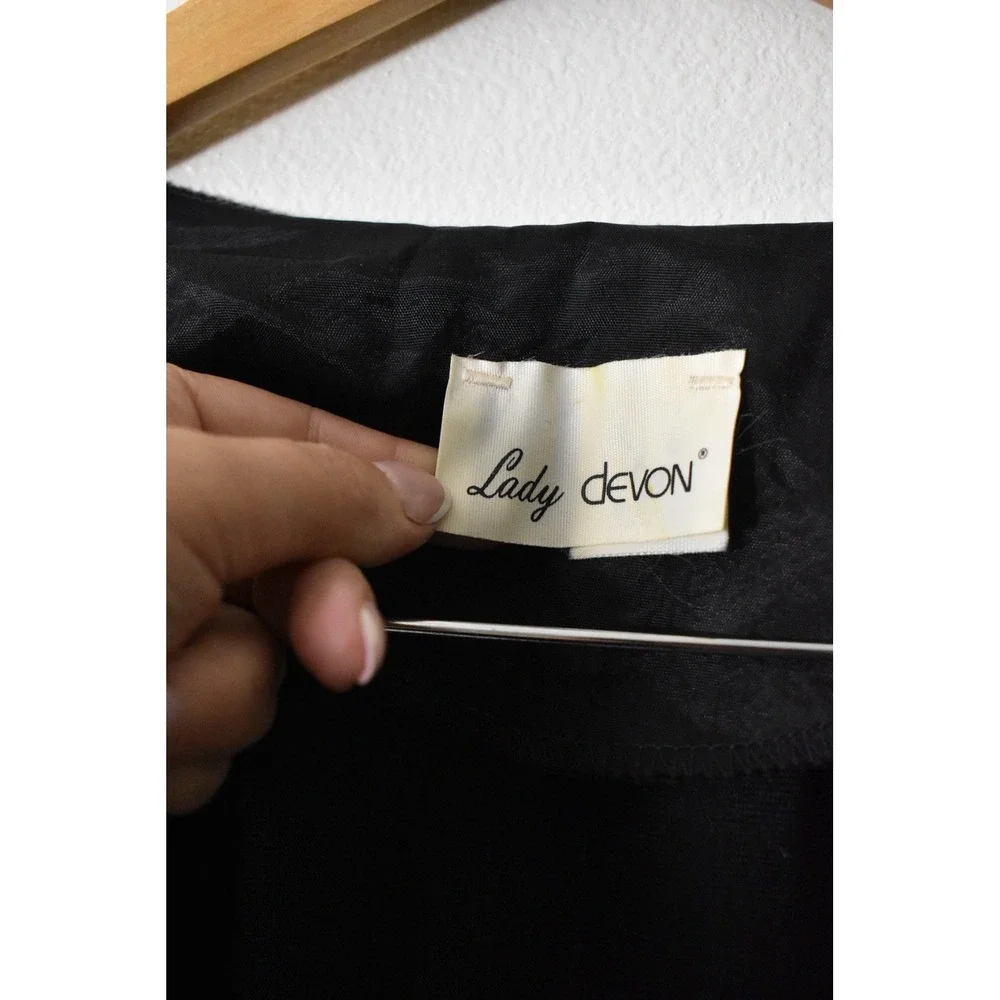 Lady Devon Velvet Blazer Women 40 Black Vintage 80s Collarless Pocket Jacket