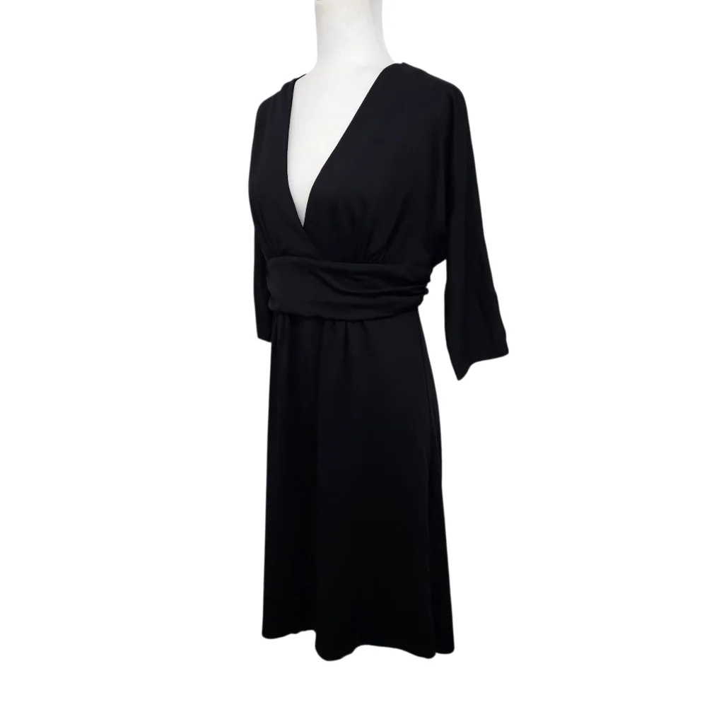 Elegant Black  Romper Dress Cutout Back 3/4 Sleeve Soft Stretch Medium