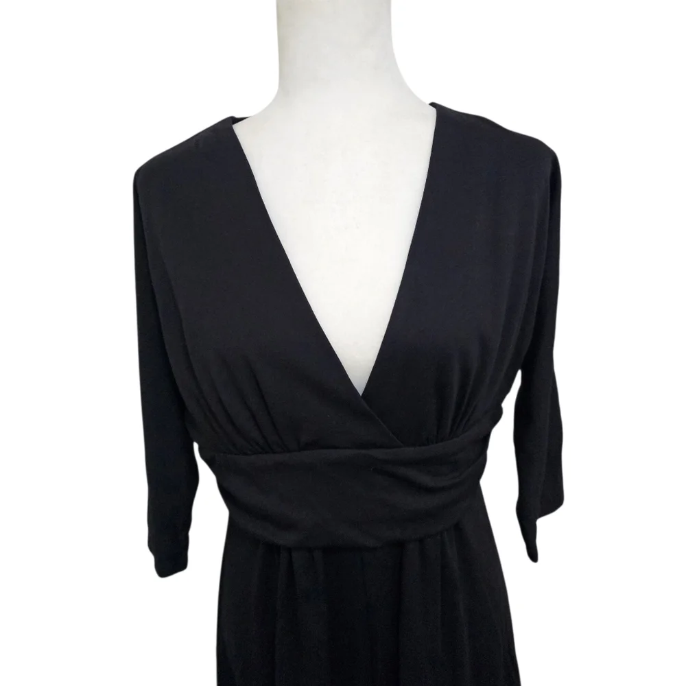 Elegant Black  Romper Dress Cutout Back 3/4 Sleeve Soft Stretch Medium