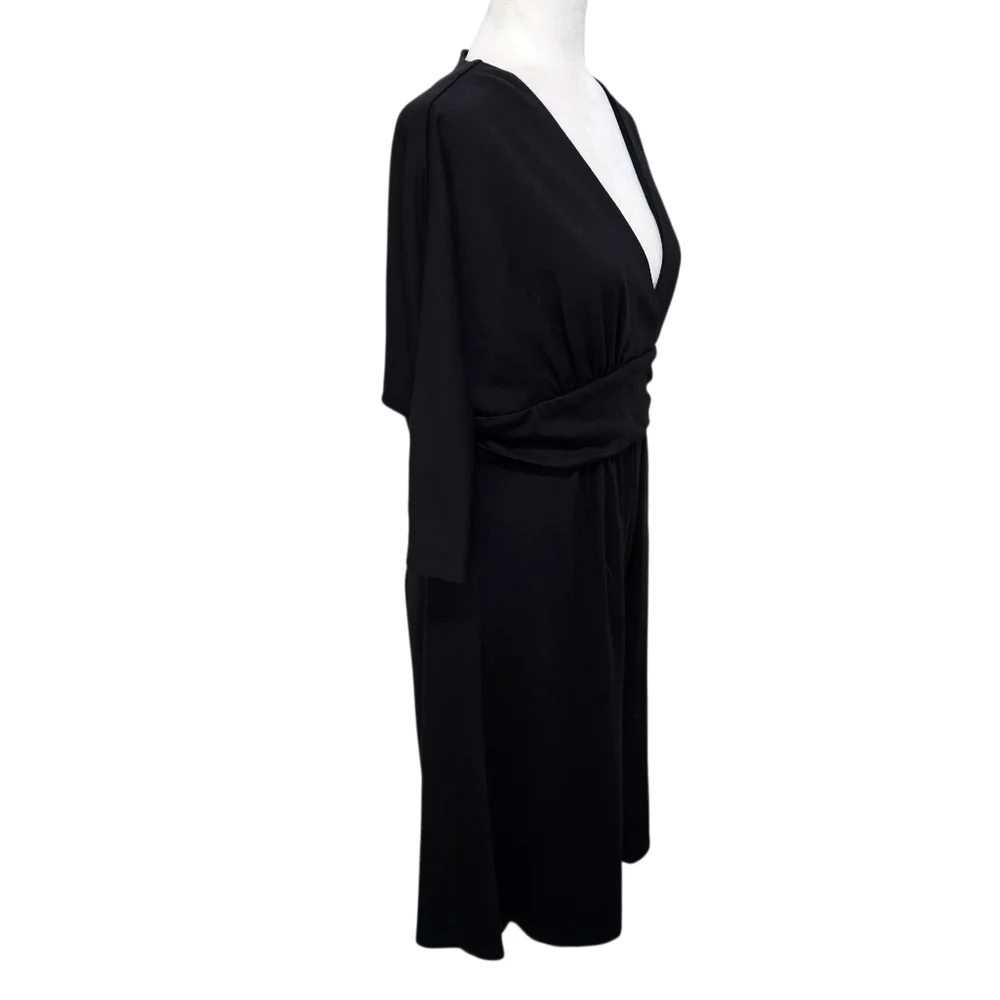 Elegant Black  Romper Dress Cutout Back 3/4 Sleeve Soft Stretch Medium