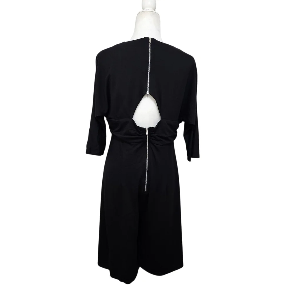 Elegant Black  Romper Dress Cutout Back 3/4 Sleeve Soft Stretch Medium