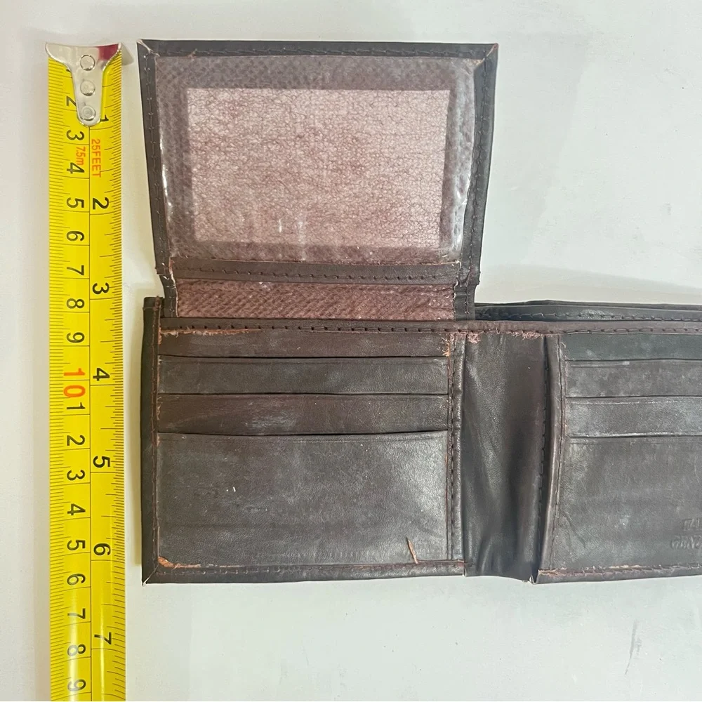 Hand Crafted Genuine Leather Mens Wallet Slim Trifold Wallets With ID Window