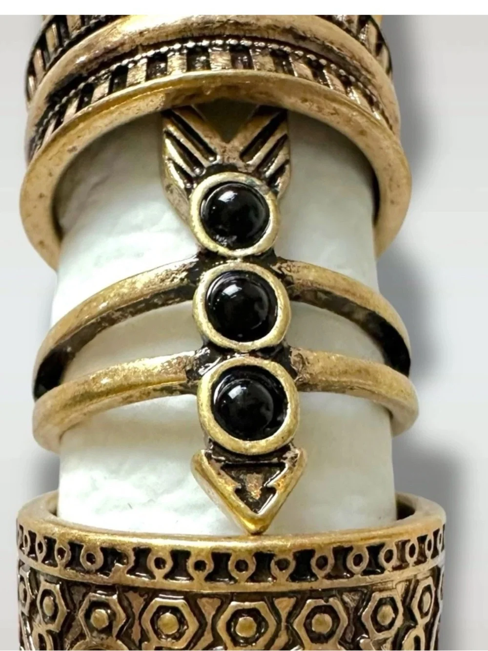 NEW, Free People Ring Set FP Silver Tone Red Stone Boho Stacking Womens Jewelry