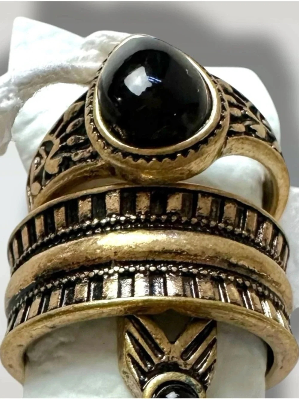 NEW, Free People Ring Set FP Silver Tone Red Stone Boho Stacking Womens Jewelry