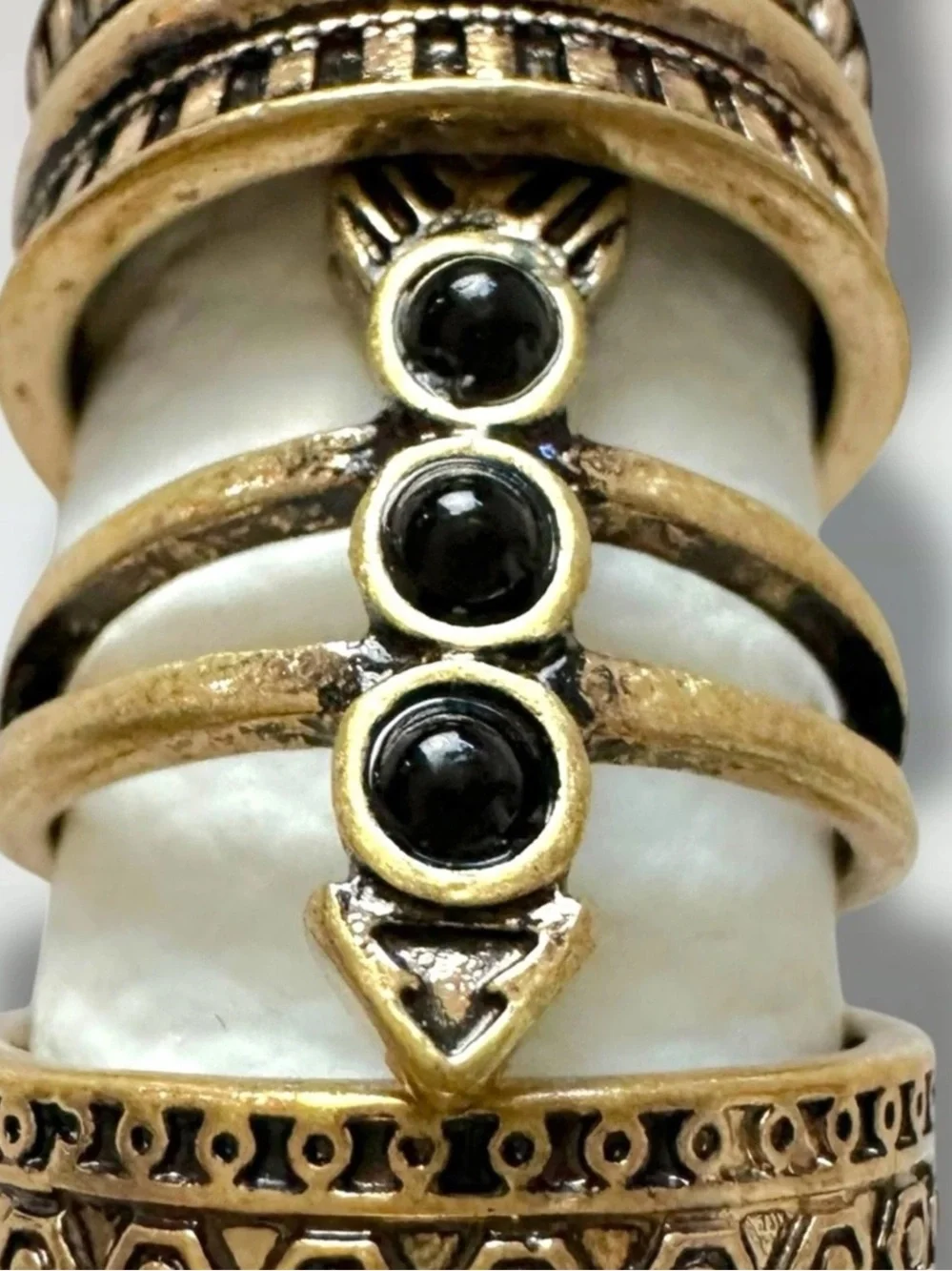 NEW, Free People Ring Set FP Silver Tone Red Stone Boho Stacking Womens Jewelry