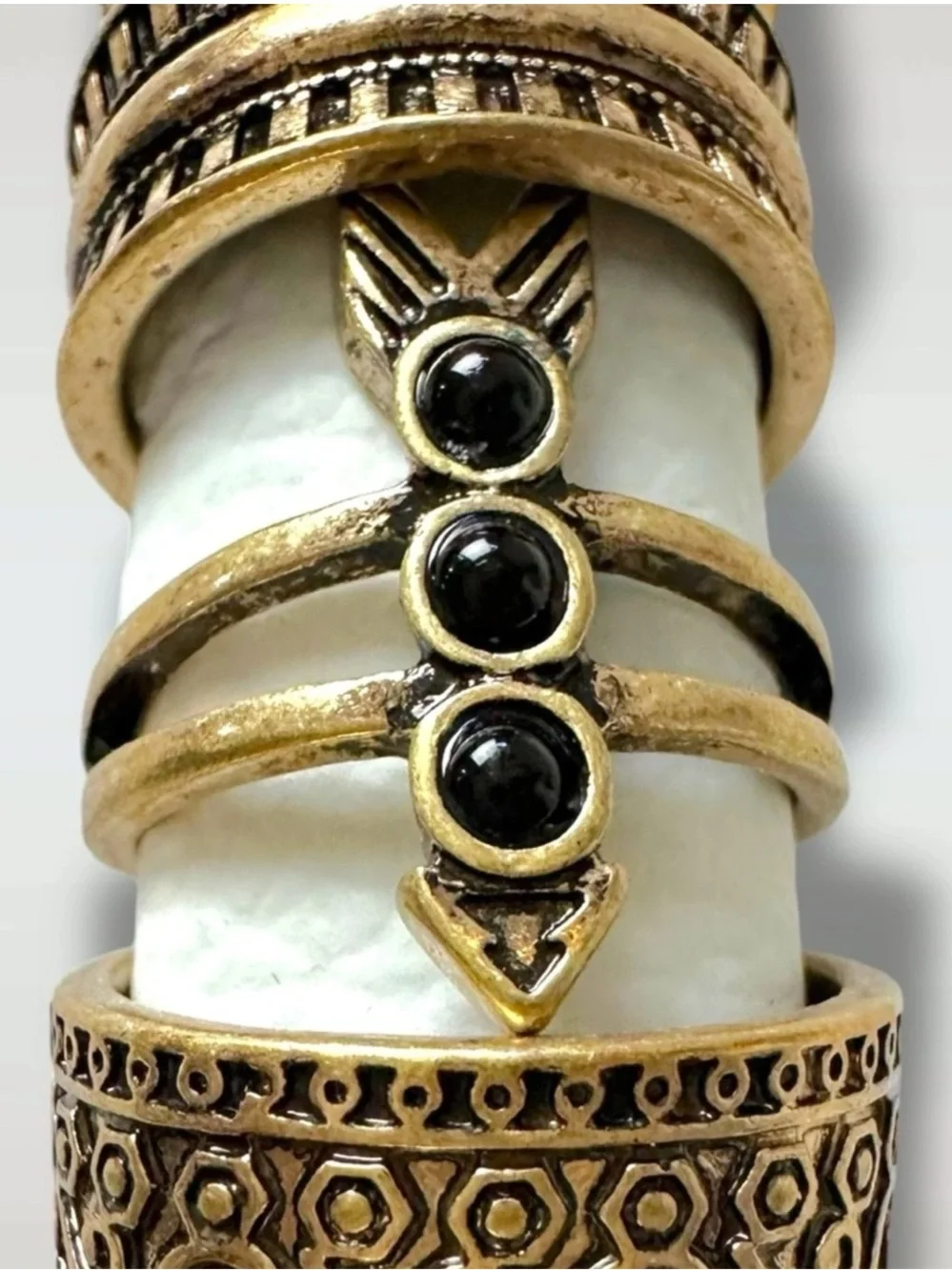 NEW, Free People Ring Set FP Silver Tone Red Stone Boho Stacking Womens Jewelry