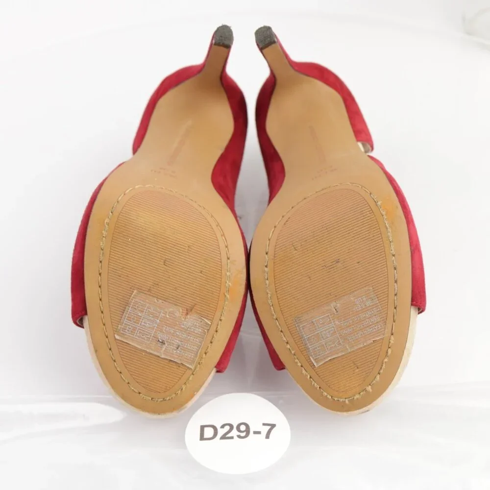 French Connection Womens D'Orsay Pump Size 8 Red Suede High Heel‎ Peep Toe Shoes