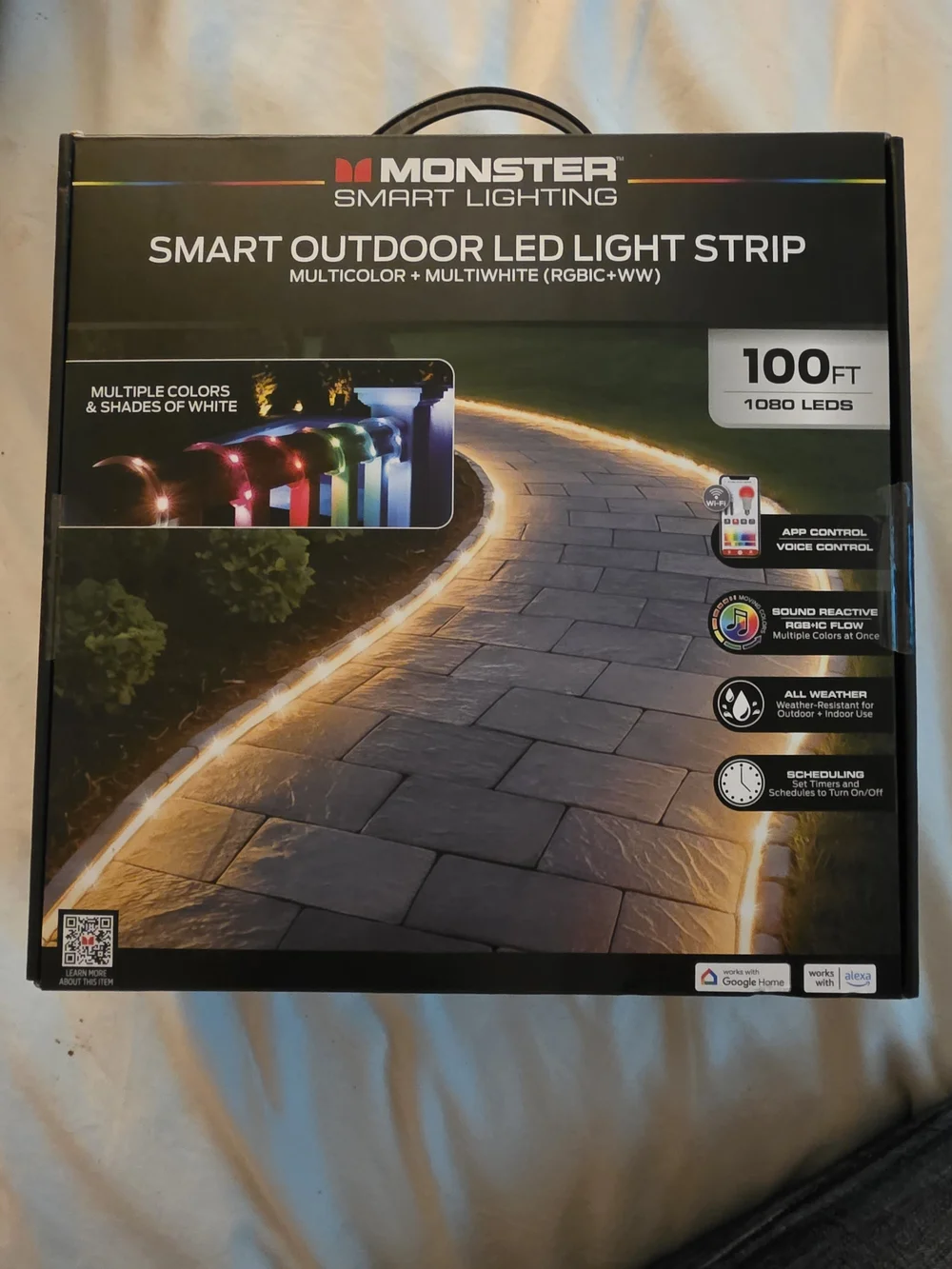 BRAND NEW Monster Smart Outdoor LED Light Strip - Multicolor/White (100ft)
