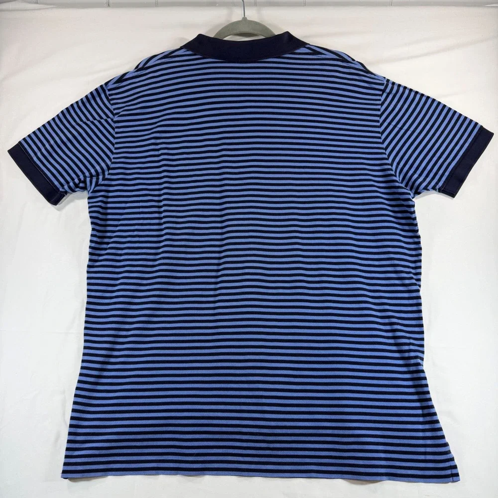 Polo Ralph Lauren Mens XL 100% Pima Cotton Striped Polo Blue Navy Short Sleeve