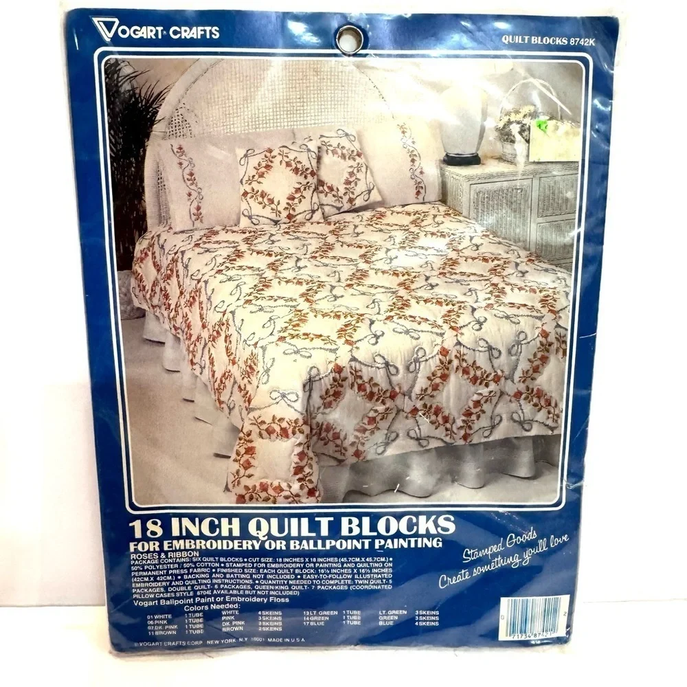 Vogart Embroidery Kit NIP 6 Blocks 18