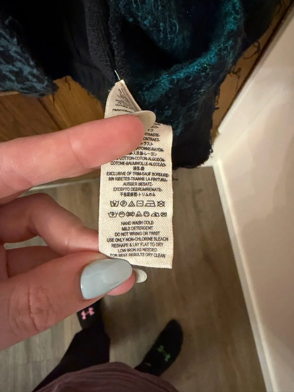Free People Better Together Teal & Black Patterned Knit Blazer Jacket Medium