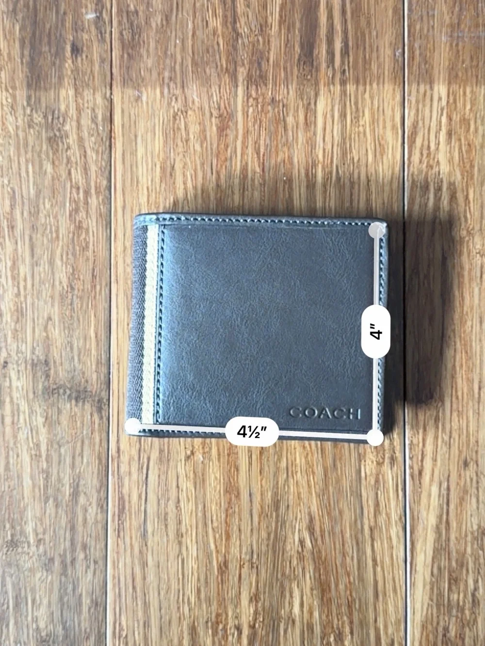 Unused Coach Men's Leather Bifold Wallet in Charcoal Gray