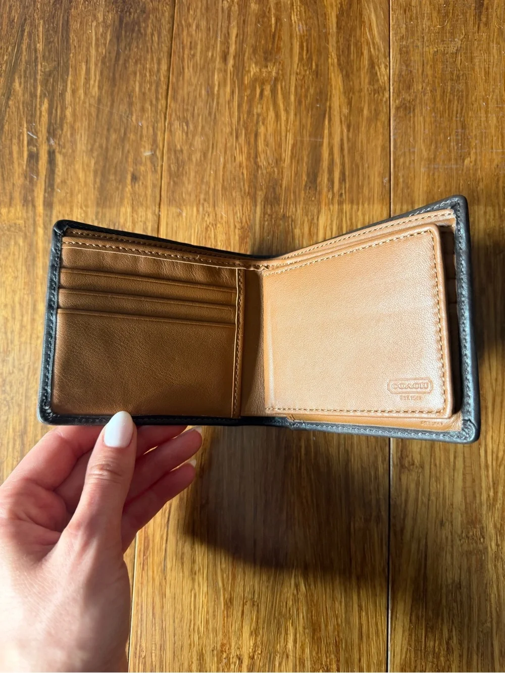 Unused Coach Men's Leather Bifold Wallet in Charcoal Gray