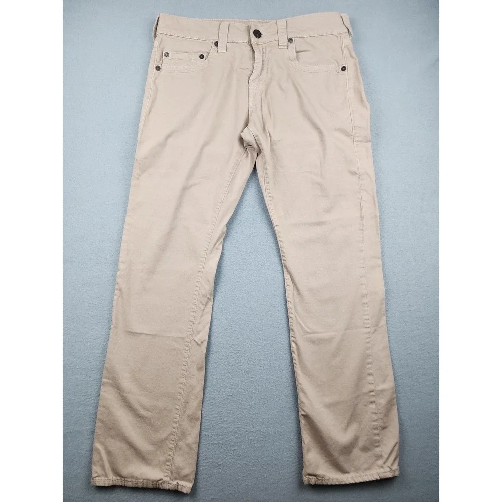 True Religion Bobby Jeans Mens 32x32 Beige Straight Stretch Cotton Denim Casual