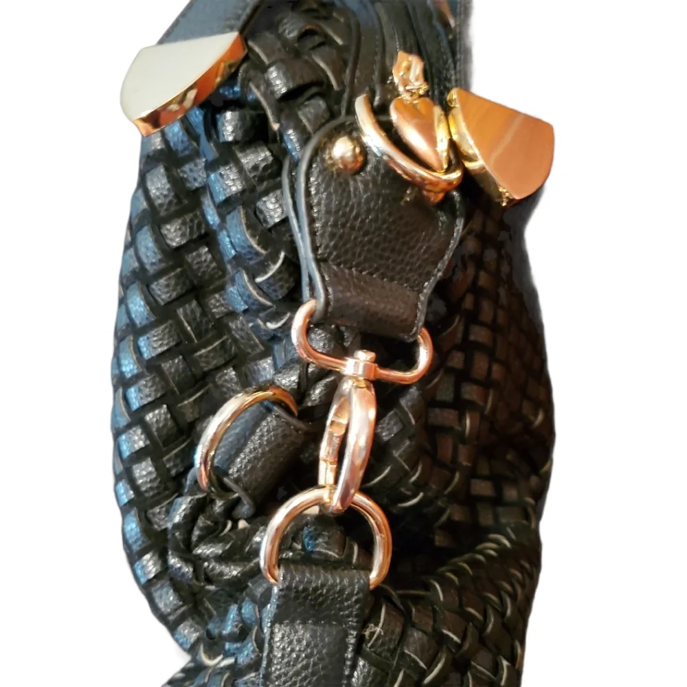 Breezy Couture Woven Black Shoulder Bag