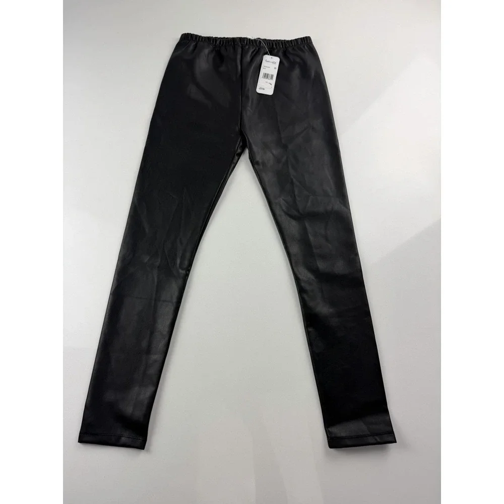 Splendid Girls Faux Leather Leggings Kids Size 14 Black Pull On Stretch NWT