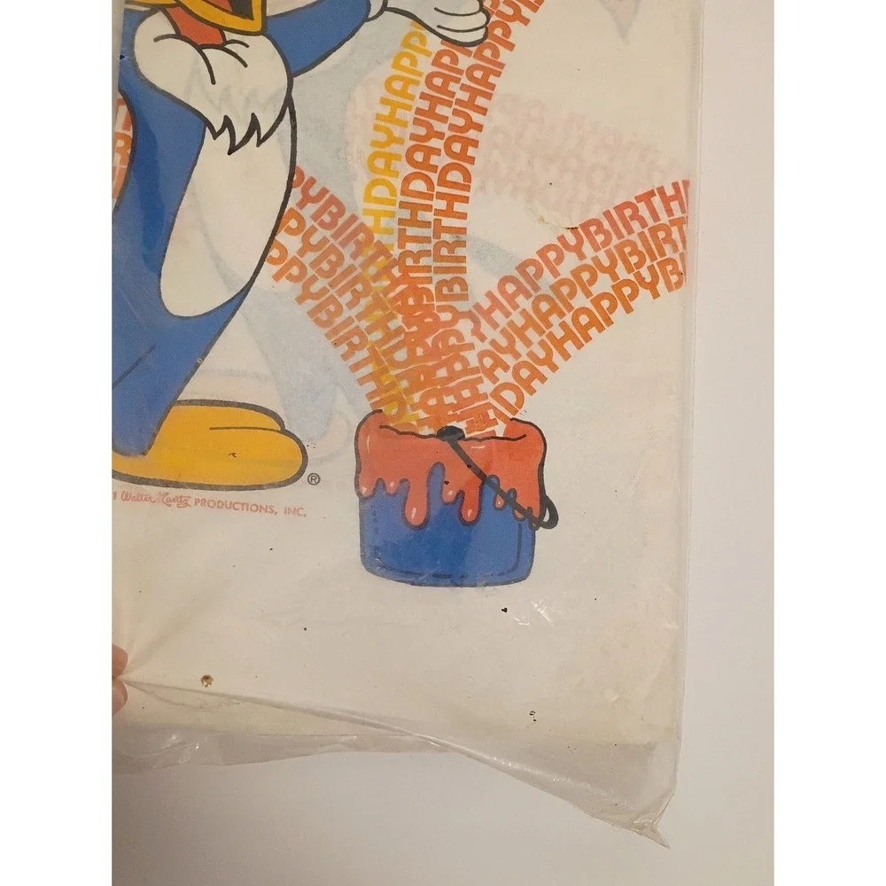 1981 Vintage Party Place Woody Woodpecker Paper Table Cover 54x96
