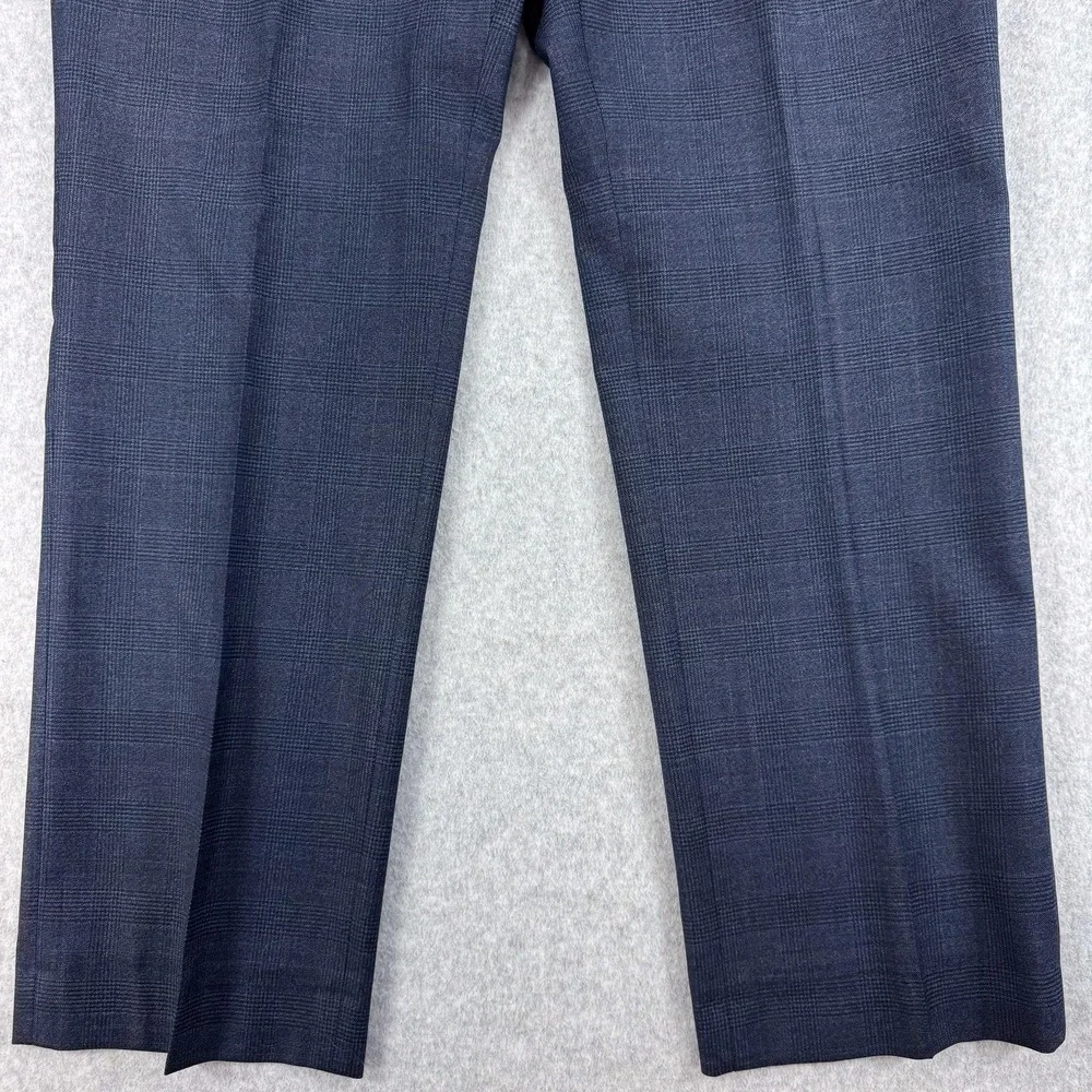 Spier & Mackay Dress Pants Mens 38x32 Blue Check Wool Flat Front Office Classic