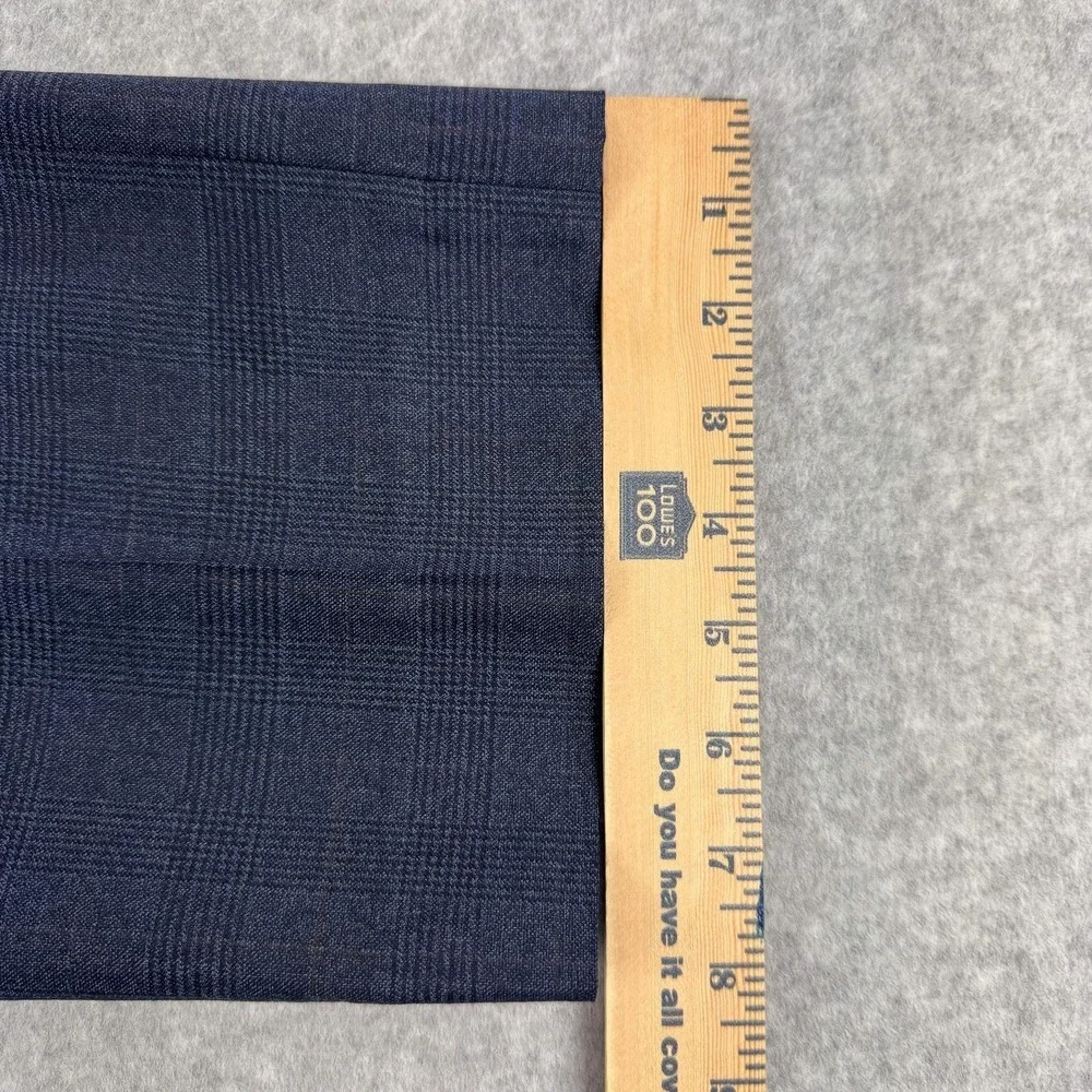 Spier & Mackay Dress Pants Mens 38x32 Blue Check Wool Flat Front Office Classic