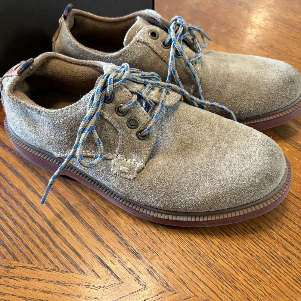 Florsheim Comfortech Suede Oxford Dress Shoes Beige Sand Lace-Up Dress Size 12.5