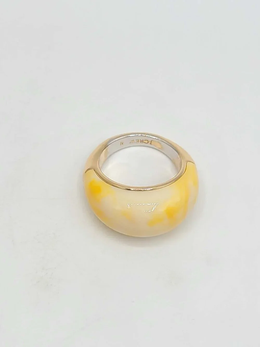 J Crew Yellow Off White Resin Bubble Ring size 8 NWOT