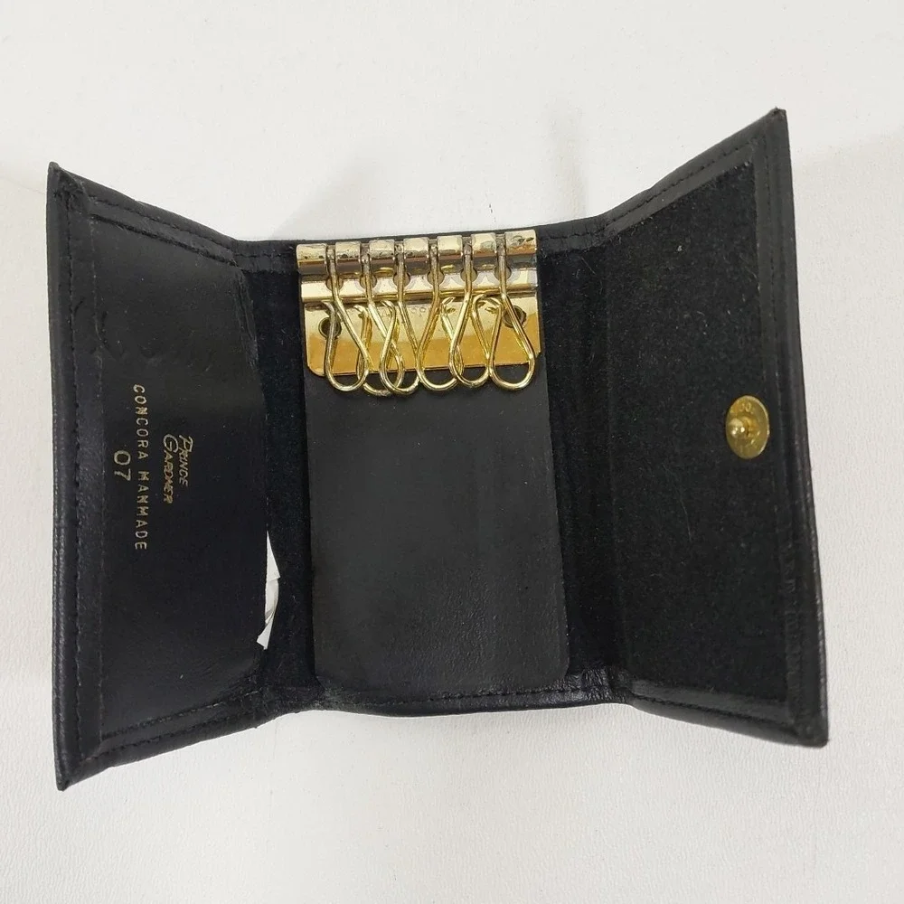Vintage Prince Gardner Key Holder Black Cowhide Leather Wallet classic‎ 1970's
