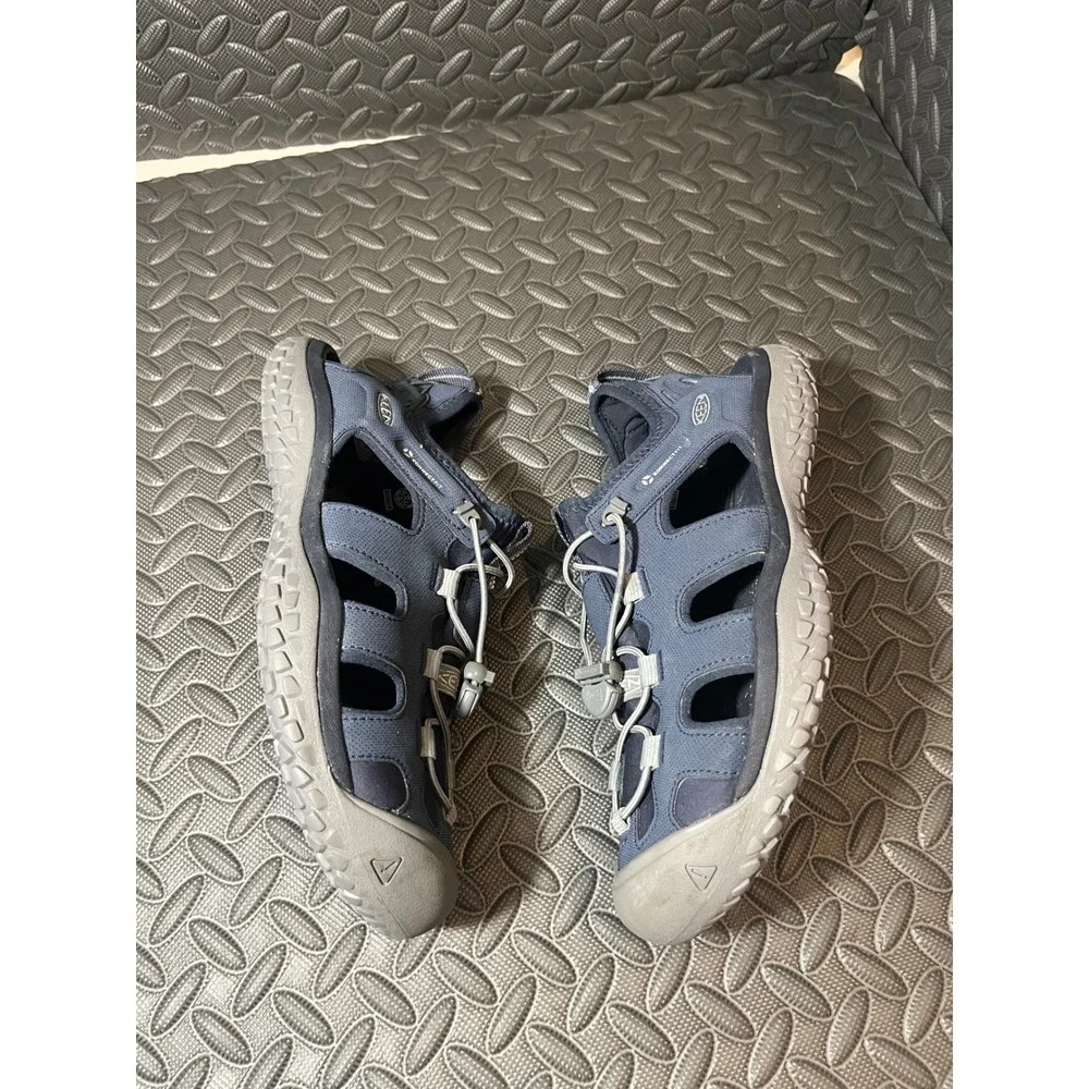 KEEN Solr Water Sandals Mens Size 10 Navy Blue Gray Bungee Lace Sport Hiking