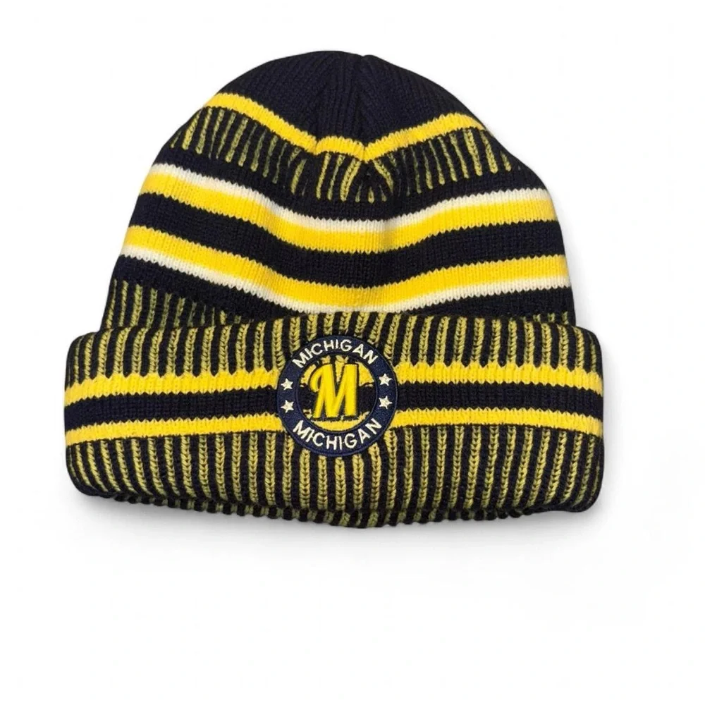 Striped Michigan Beanie