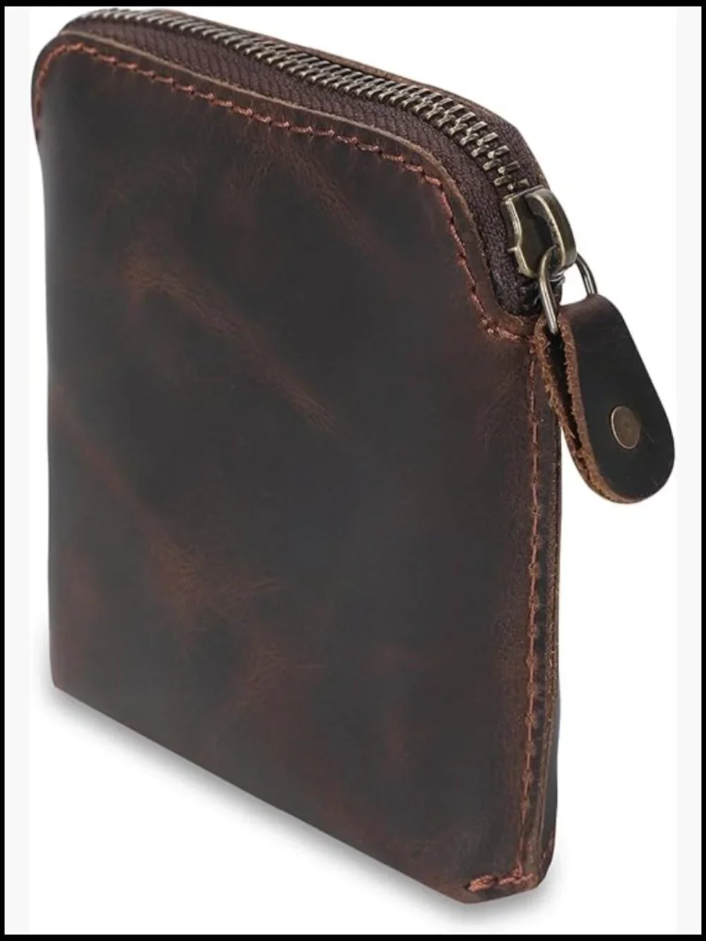 Full-Grain Leather Playing Card Case Durable Zippered Holder Poker Bridge Travel