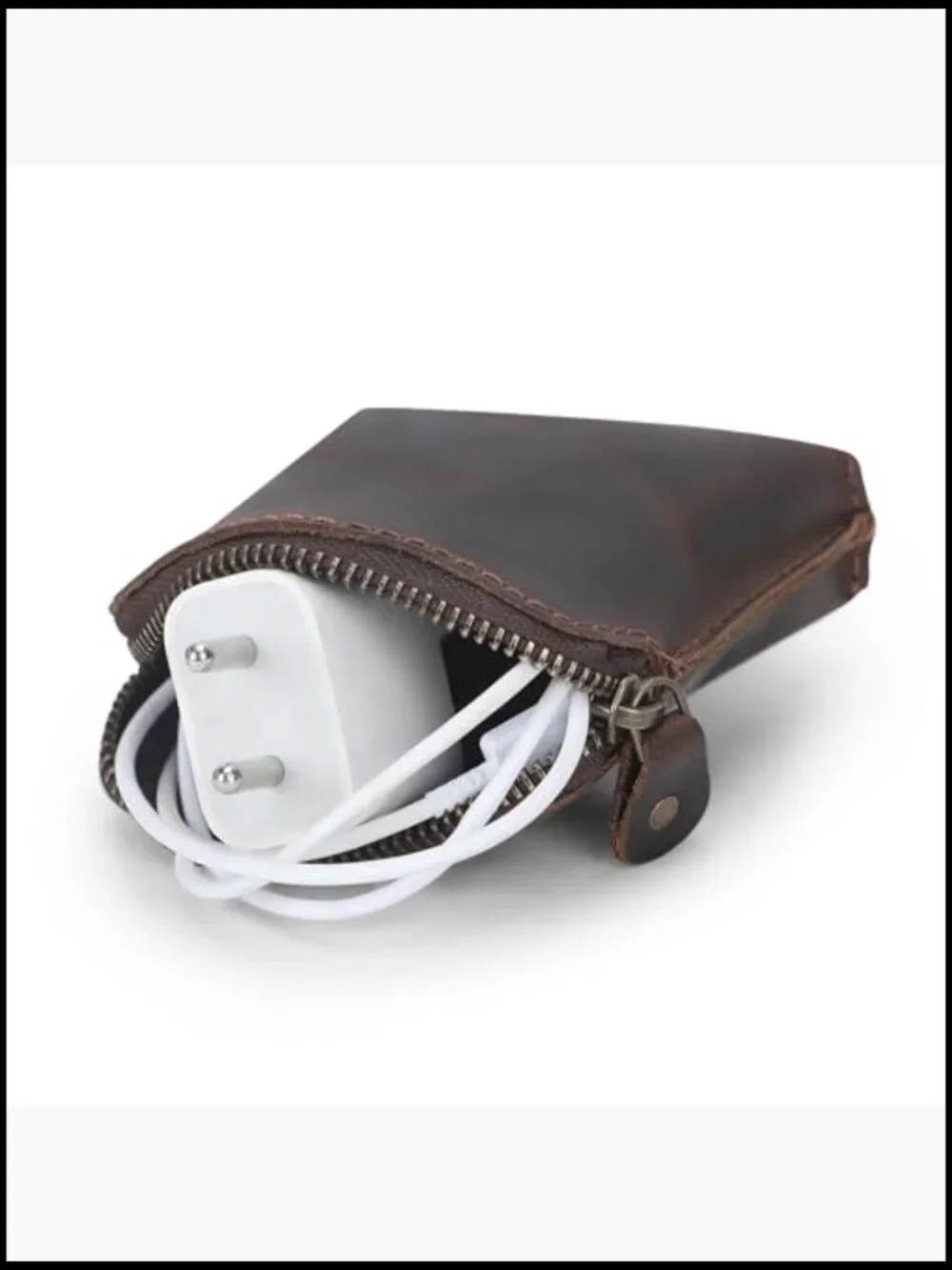 Full-Grain Leather Playing Card Case Durable Zippered Holder Poker Bridge Travel