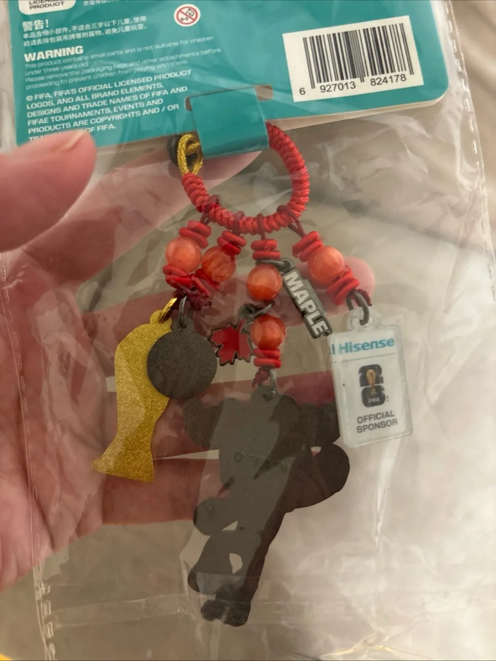 2026 World Cup Mascot Trophy Keychain Authentic-Red-Bag Pendant Soccer Fan Gift